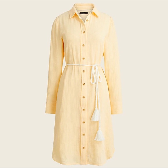 J Crew Classic Fit Gauze Shirt Dress in Yellow - Picture 1 of 4